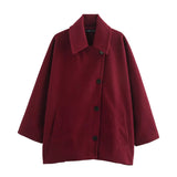 2025 New Autumn Fashion Solid Lapel Jacket For Women Single Breasted Long Sleeve Coats Female Elegant Chic Street Outwear
