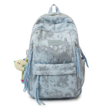 Pbong  Women's Star & Moon Print Backpack Tassel Detail Multi Pocket Adjustable Strap Casual Daily School Travel Bag Back Pack