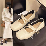 Pbong  Round Toe Shoes for Women Gothic White Mary Jane Flats Ladies Summer Footwear Moccasins Black Japanese Style Lolita Cute