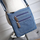 Pbong  Hot Denim Shoulder Bag Men Women Solid Color Messenger bag Casual Fashion Crossbody bags Retro Male Zipper Diagonal Straddle sac