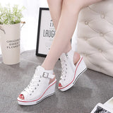 Pbong  Women Sandals  New Lady Platform Wedges Sandals Zipper Comfortable Women's Sandals Open Toe Casual Summer Sports Shoes