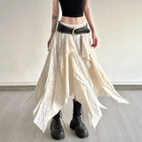 Vintage Asymmetrical Long Skirt Women Y2k Harajuku Elegant Lace Ruffle Skirt Gothic Korean Style Street Layered Skirts