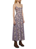 Pbong  Bohemian Romantic Purple Floral Cami Maxi Dresses Female Corset Top Backless Draped Flowy Skirt for Beach Weddings