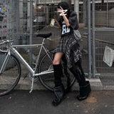 Vintage Fashion Women's Irregular Plaid Ribbon Design Skirts Summer Trendy High Waist A-line Mini Skirt Female