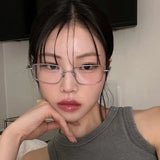 Vintage Rectangle Glasses Frame Women Metal Small Squre Shape Eyewear Clear Optical Eyeglasses Transparent Lens Spectacle Gafas
