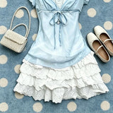 Pbong  Y2k Japanese Style Bow Kawaii 2 Piece Skirt Sets 2000s Slim Sweet Camis + Mini Skirts Harajuku Vintage Hot Girl Summer Suit Chic