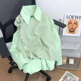 Candy Color Knit Vest Shirt Women Two Pieces Button Polo Neck Long Sleeve Fashion Autumn Winter Ladies Winter Shirts