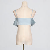 Chic Large Bow Camisole And Zipper Pant Sets Satin Tank Top + High Waist Straight Trouser 2 Piece Set Summer Vacation Women Sets