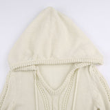 Hooded Knitted Sweater Hairball Mini Dress