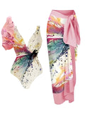 Frill One Piece Swimsuit & String Skirt Padded Sexy Swimwear Women Bathing Suit Female Swimming Summer Beachwear Bodysuit