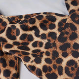 Pbong  Sexy Slim-Fitting Leopard Print Bodysuits Deep V-Neck Long Sleeve Rompers Women Autumn Spring Fashion Streetwear Ladies
