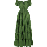 Renaissance Medieval Dress Women Irish Off Shoulder Short Sleeves Elastic Waist Elegant Sexy Long Dress Party  Adult Clothing