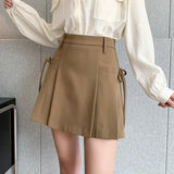 Pbong  Goth Mini Skirt Summer Clothes Women's High Waist Harajuku Korean Style Black Mini Pleated Skirt for School Girl Uniform