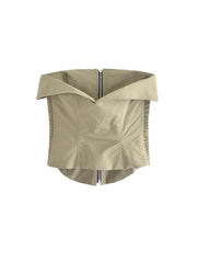 Woman 2 Piece Set Shirt Suit Zip Tight Bra Top+Thread Catching Decorative Zipper Pants Causal Outfits