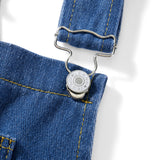Pbong  Women Denim Bib Overalls Adjustable Straps Shorts Romper with Pocket Casual Rolled Cuff Shortalls