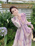 Women Elegant and Chic Midi Party Dress Long Sleeve Vintage A-Line Casual Birthday Vestidos Female Fashion Clothes