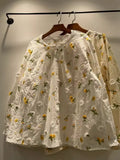 Mori kei fashion cotton 3D flower embroidery shirts and blouses for women spring original design fairy blouse boho clothing