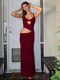 Hollow Out Backless Sexy Maxi Dress Women Gown Spaghetti Strap Sleeveless Irregular Slim Club Long Dress Summer