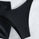 3 Piece Solid Halter Bikini Women Sexy Swimsuit & Beach Skirt Black Swimwear Bathers Bathing Swimming Suit Female Beachwear