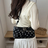 Pbong  Women Dot PU Underarm Pouch Korean Armpit Bag Multi-Pocket Cute Shoulder Bag Shopping Travel Lightweight Crossbody Bags