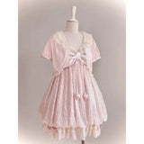 Retro Japanese Lolita Outfits Women Sweet Kawaii Tops Ruffle Mini Dress Suits Y2k Preppy Casual 2 Piece Sets
