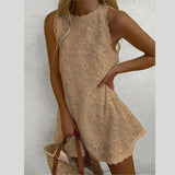 Pbong  Casual White Lace Mini Dress Women Summer Fashion Sleeveless Loose Chic Short Party Vacation Dresses Elegant Vestidos