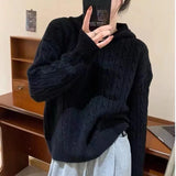 High Street French Temperament Preppy Knitted Hoodies Y2k Aesthetic Harajuku Solid Korean Office Lady Punk Jumpers Girl Clothes