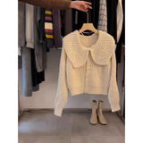 Oversized Collar Knit Cardigan for Women Chunky Knit  Button Down Sweater Jacket Cozy Knitwear Teen-girl Fall Winter Outfit