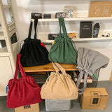 Pbong  Korean Canvas Women Shoulder Bag Female Student Tote Shopper Bag Large Fashion Corduroy Ladies Hand Bags Woman Handbags
