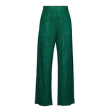 Women's Elegant Silk Sequins Pants, Midi Waist, Loose Long Pants, Classic Trousers, Female Clothing, Fashion, Streetwear,