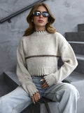 Women's round Neck Pullover Short Knitted Sweater Casual Comfortable Knitwear in Various Colors