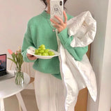 Simple Lazy American Vintage Office Lady O Neck Pullovers Autumn Winter All Match Base Jumpers Punk Y2k Aethetic Women Clothes