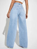 new women's wear European and American loose Denim wide leg pants slimming high waist all-match jeans for women