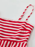 Pbong  Women's Long Cami Dress Stripe Print Spaghetti Strap Loose A-line Flowy Dress Summer Casual Bohemian Elegant Chic Dresses