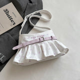 Pbong  Women Bow Print Ruffle Underarm Bag Small Sweet Girls Dating Shopping Shoulder Crossbody Bags New Trend Travel Handbags