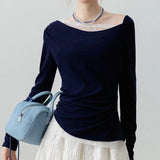 New French High Street Sexy Off The Shoulder T Shirts Fairy Patchwork Lace Simple Female Clothing Office Lady American Tees