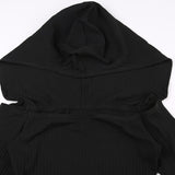 Gothic Dark Slash Neck Hooded Dress