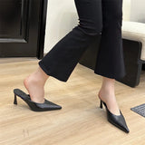 Pbong  Spring Concise Pointed Toe Slipper Women  Fashion Thin Low Heels Dress Slip On Slide Mules Party Shoes Zapatos Mujer