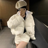 New Women Autumn Winter Puffer Jacket 2025 New Short Parkas Coat Korean Fashion Stand Collar Bread Jacket Solid Outerwear