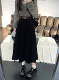 Pbong  High Waist Midi Skirt Autumn Winter Hot Sale Of The Season New Style Versatile Long Skirt A- Line Pure Color Polyester Commute..
