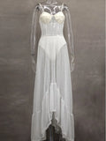 Transparent Mesh Slip Dress Sexy Hollow Out A-line Long Dress Fashion Female Vestidos 2025 Summer New Sheer Club Party Dress