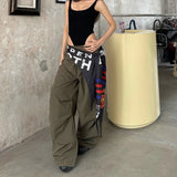 New American High Street Safari Style Long Hip Hop Pant Y2k Aesthetic Puffly Wide Leg Trousers Personality Lrregular Accessories