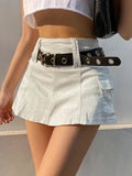 Sweetown White A Line Y2K Denim Shorts Skirts Womens Black Side Pocket Casual Cargo Jean Skirt Simple Preppy Golf Tennis Outfits
