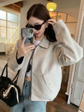 Striped Vintage Y2K Jacket Women Design Double Sided Wear Loose Streetwear Coat Casual American Fall Winter Long Sleeve Top