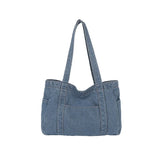 Pbong  Korean Shoulder Shopper Bag for Women Denim Luxury Woman Tote Bags Big Fashion Brand Designer Student Female Handbags Kpop
