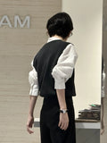 Pbong  Simple round Ne Knitted Vest  Color Svel Commute Sle Lightweight Luxury Top Pure Color Autumn Faion Women's ...