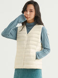 Winter Light Thin Down Short Vest Jacket Women 90% White Duck Down Warm Sleeveless Coat Single Slim Underwaist Outwear
