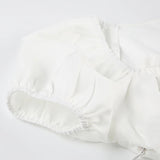 White Lace Trim Tie-Up A-Line Dress