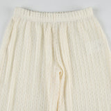 Pbong  Beach Style Hollow Out Knitted Pants See Through Casual Loose High Waist Wide Leg Pants Women Sexy Basic Trousers Streetwear