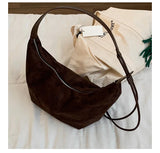 Pbong  Fashionable Niche Large Capacity Crossbody Bags Retro Suede Saddle Bag for Women  New